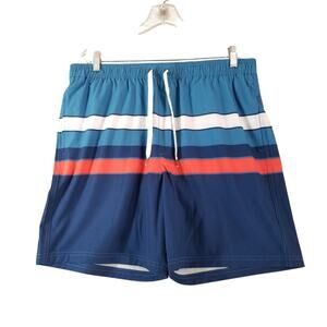 Sonoma swim trunks shorts men's large Blue Striped pockets New